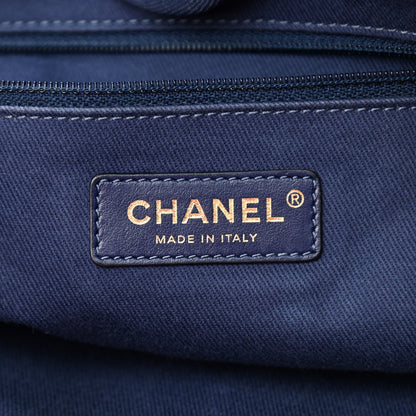 Chanel Mixed Fibers Striped Small Deauville Tote Navy Blue 8 of 10