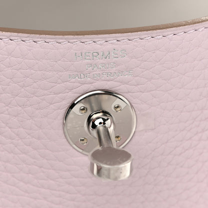 Hermes Taurillon Clemence Verso Mini Lindy 20 Mauve Pale Mushroom 6 of 11