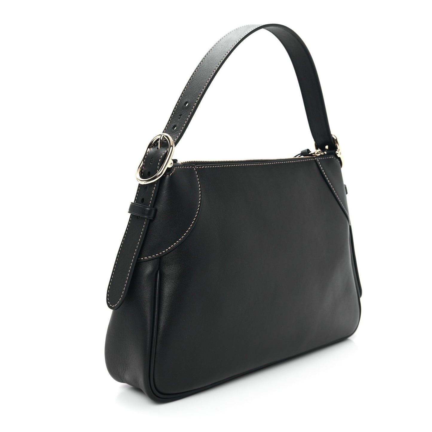 Calfskin Medium Emblem Shoulder Bag Black