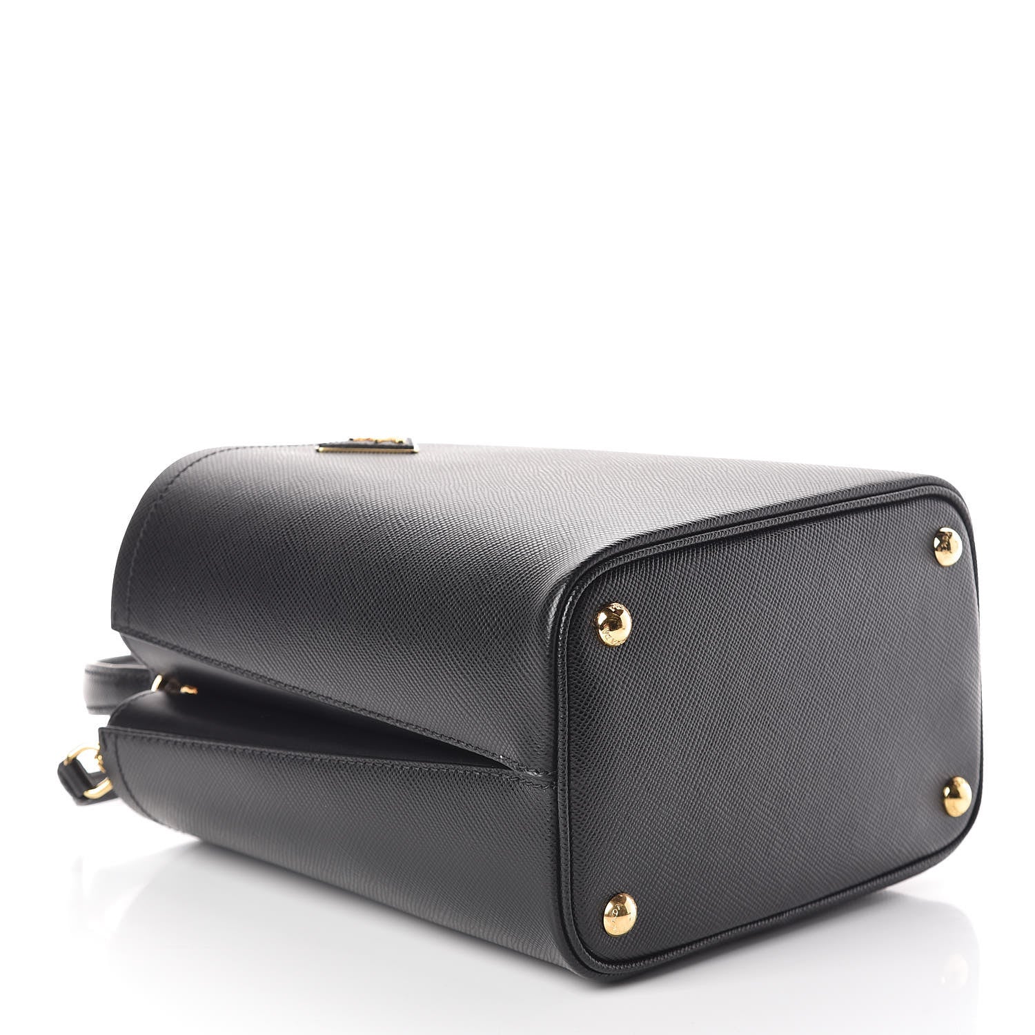 Prada Saffiano Cuir Medium Panier Bucket Bag Black Fuoco 4 of 9