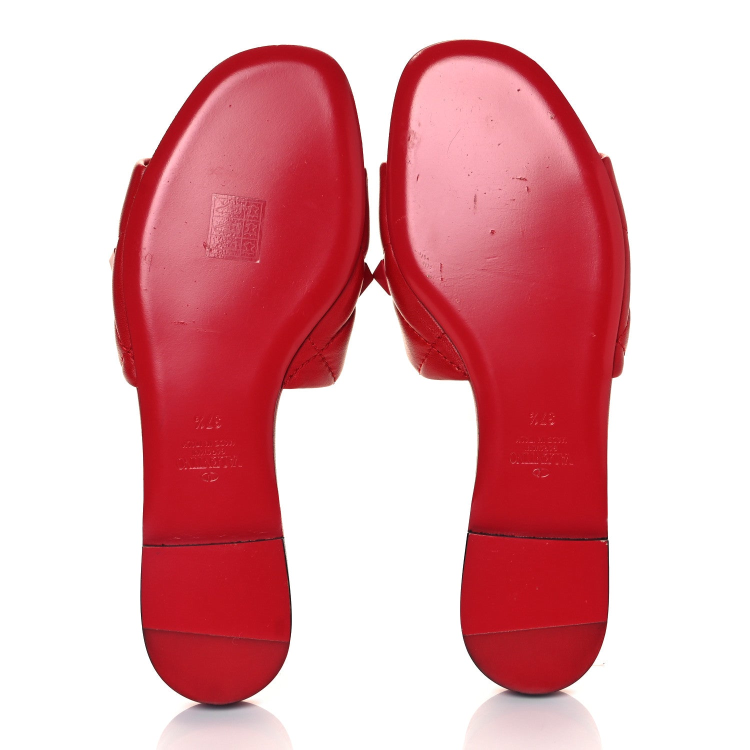 Valentino Garavani Nappa Monochrome Roman Stud Flat Slide Sandals 37.5 Rouge Pur 18 of 44