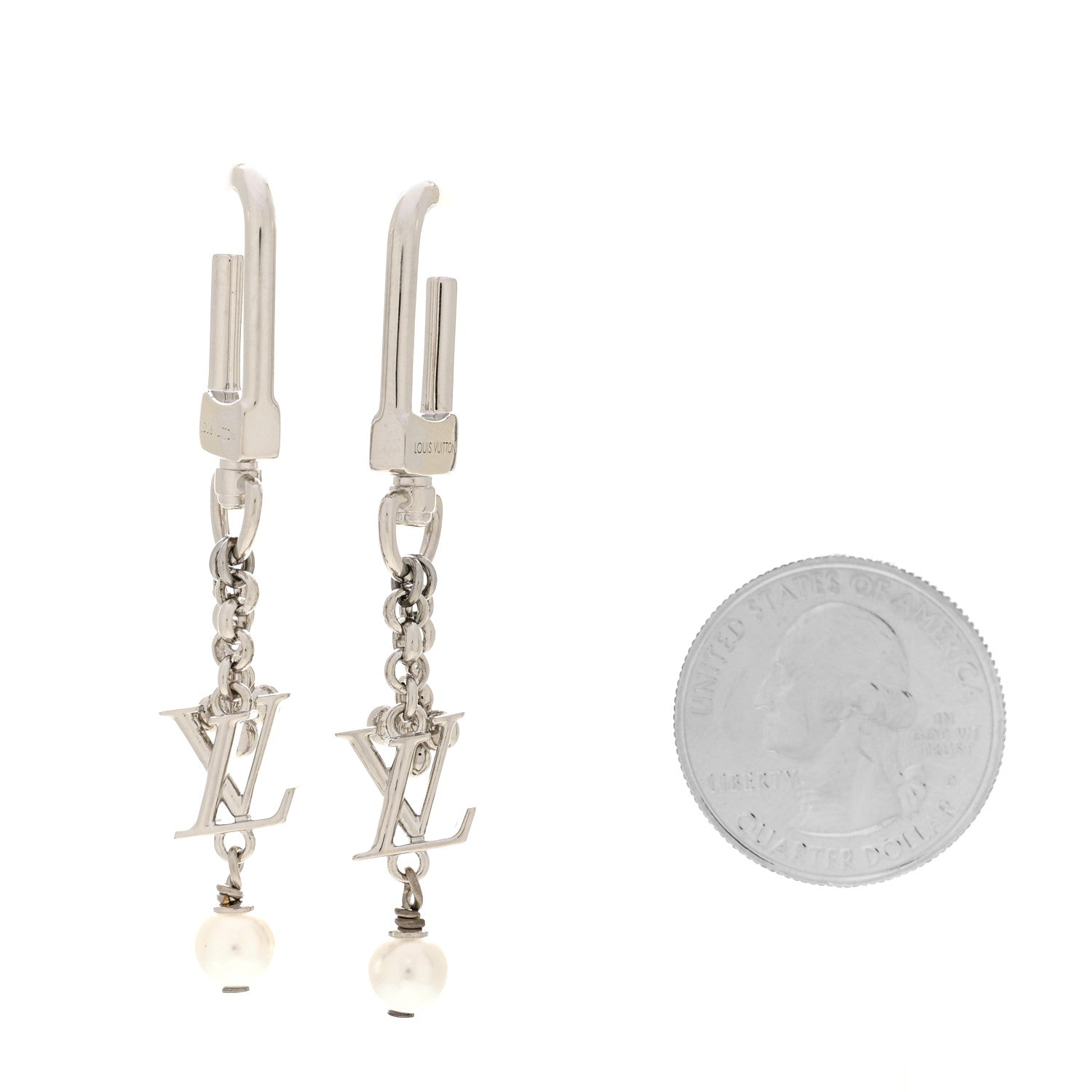 Louis Vuitton Metal Pearl LV Iconic Hook Earrings Palladium 2 of 5