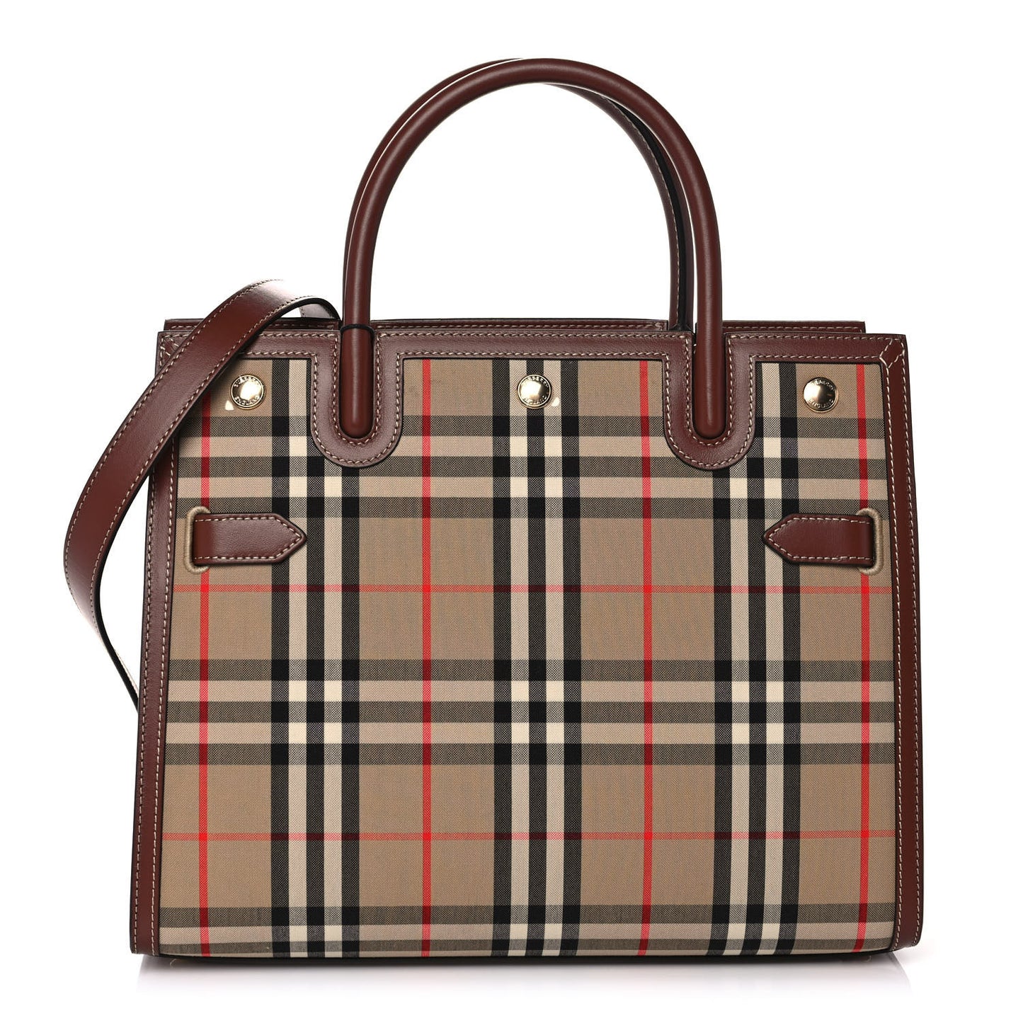 Calfskin Vintage Check Two Handle Title Bag Archive Beige