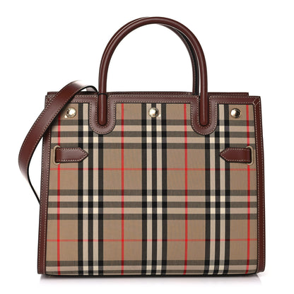 Burberry Calfskin Vintage Check Two Handle Title Bag Archive Beige 1 of 10