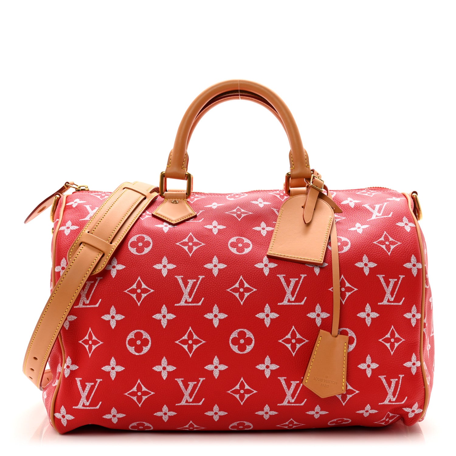 Louis Vuitton Calfskin Monogram Speedy P9 Bandouliere 40 Red 1 of 11