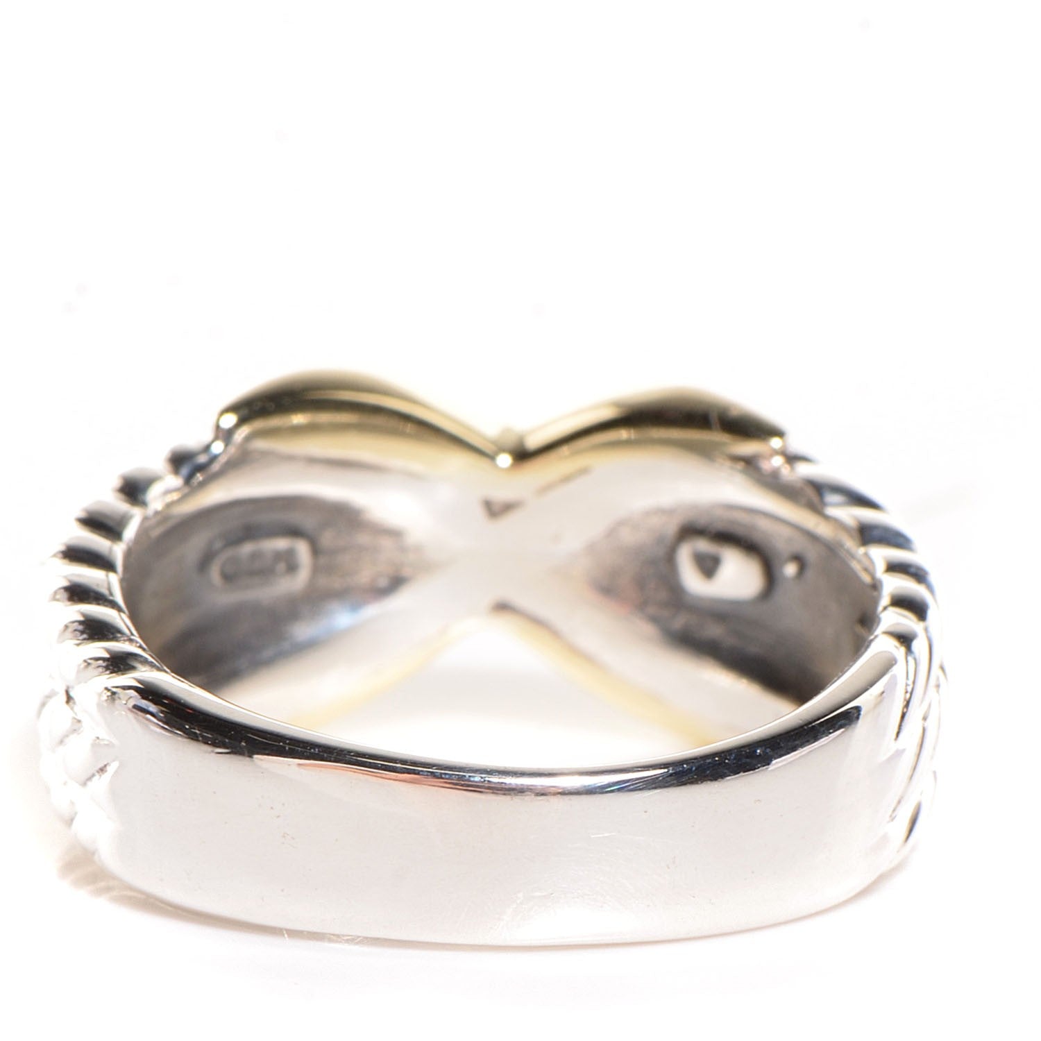 David Yurman Sterling Silver 14k Yellow Gold X Triple Row Ring 7 3 of 9
