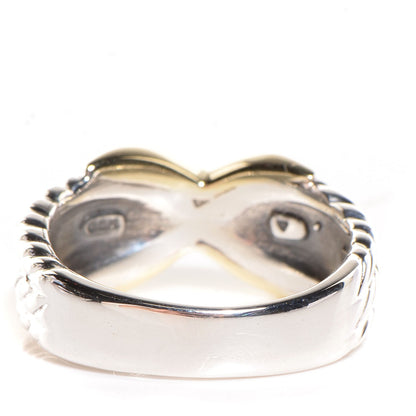 David Yurman Sterling Silver 14k Yellow Gold X Triple Row Ring 7 3 of 9