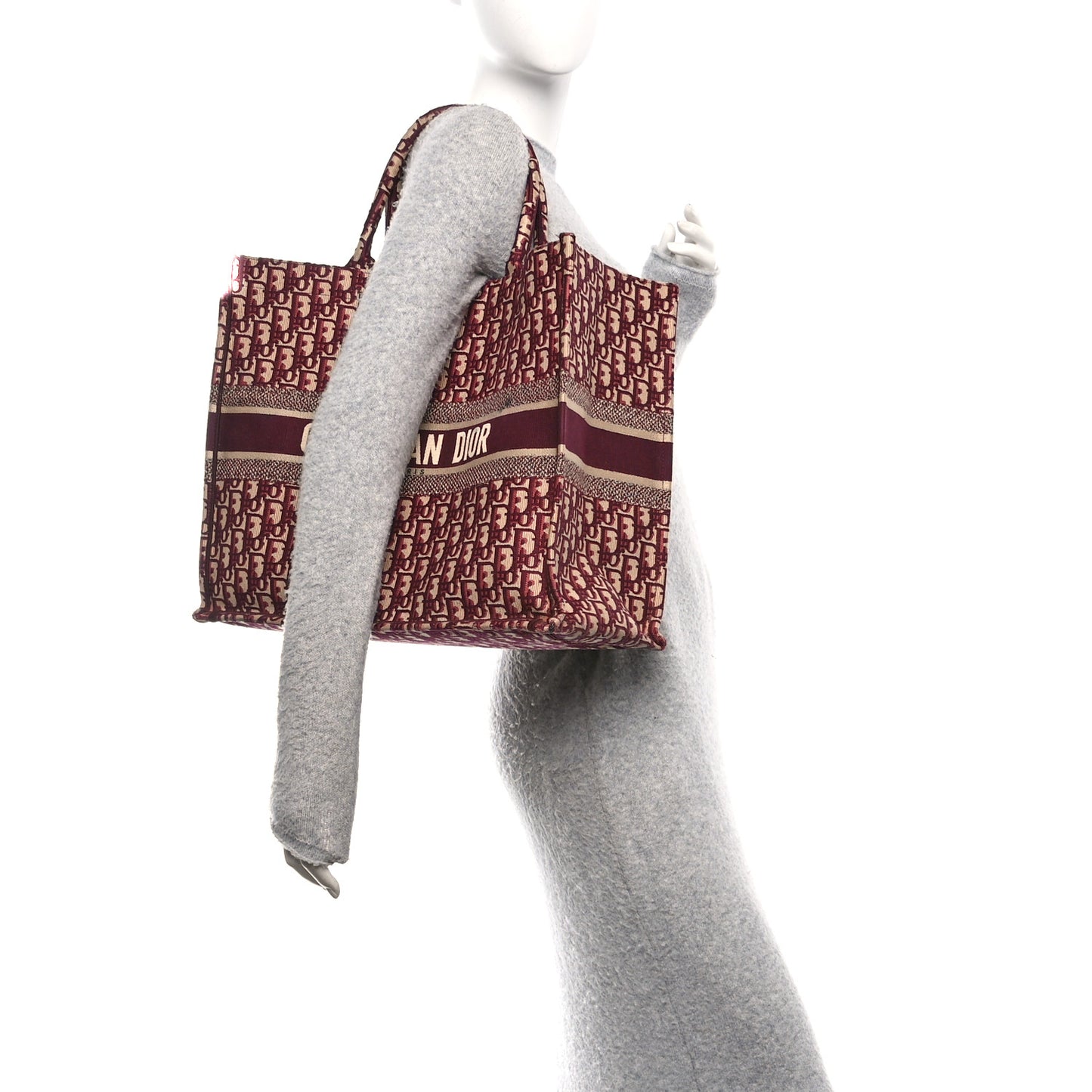 Oblique Large Book Tote Burgundy Multicolor
