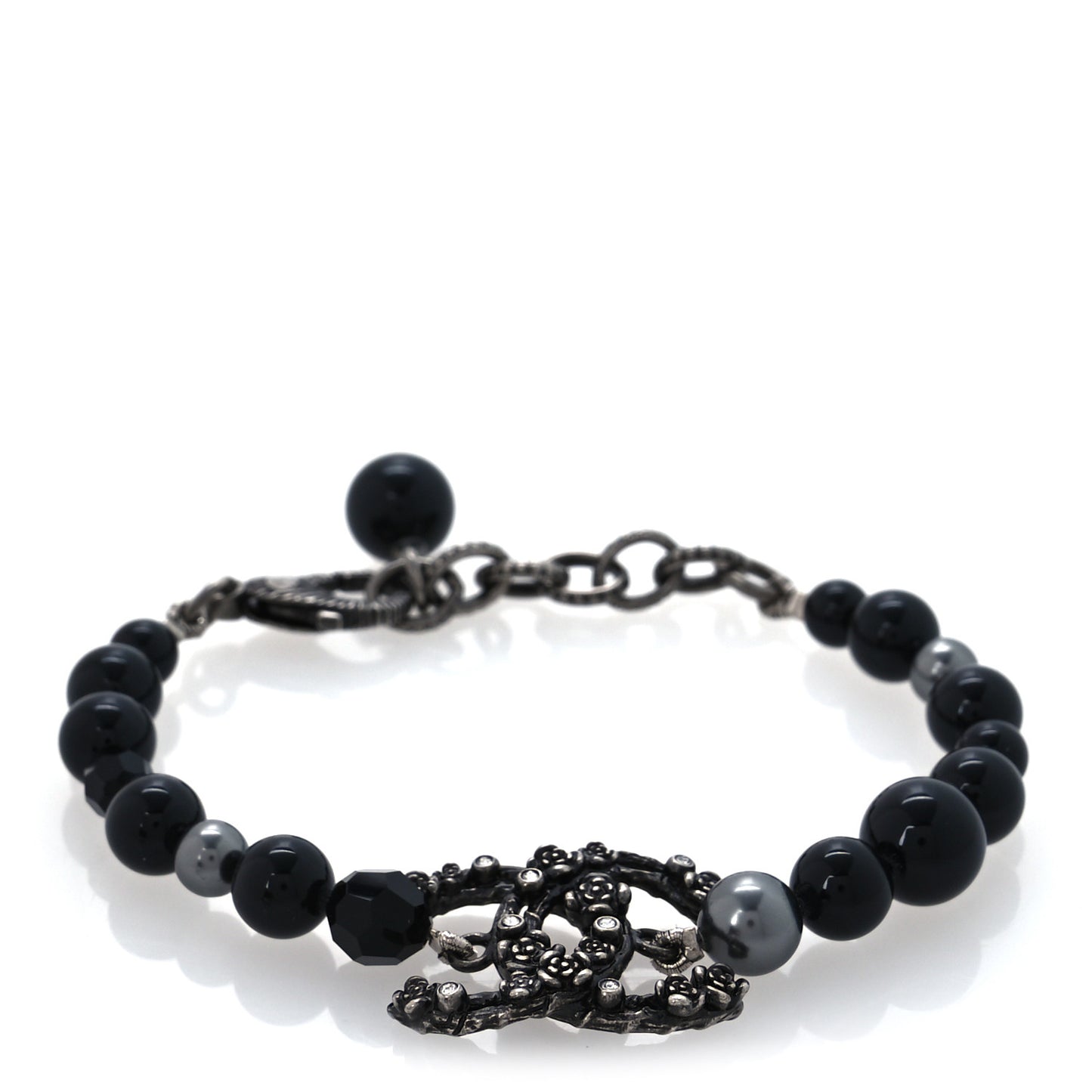 Pearl Crystal CC Camellia Bracelet Ruthenium Black