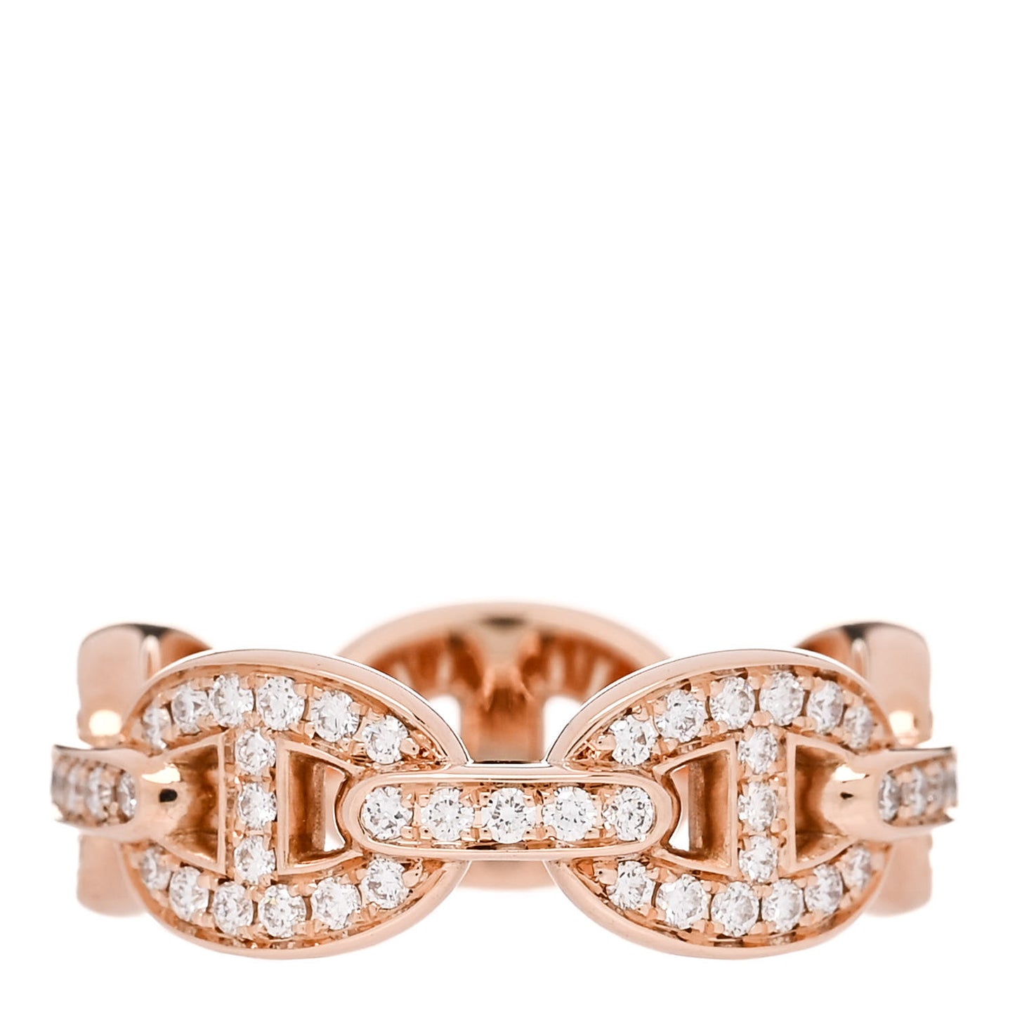 18K Rose Gold Diamond PM d'Ancre Enchainee Ring 52 6
