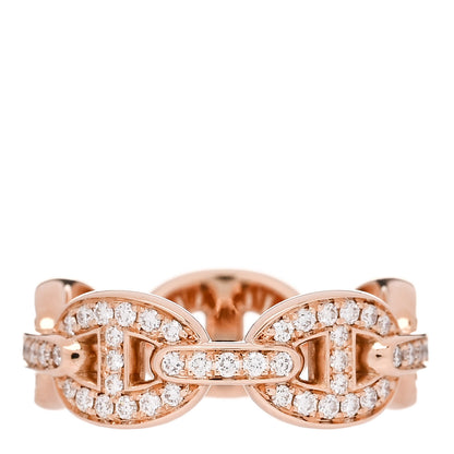 Hermes 18K Rose Gold Diamond PM d'Ancre Enchainee Ring 52 6 1 of 9