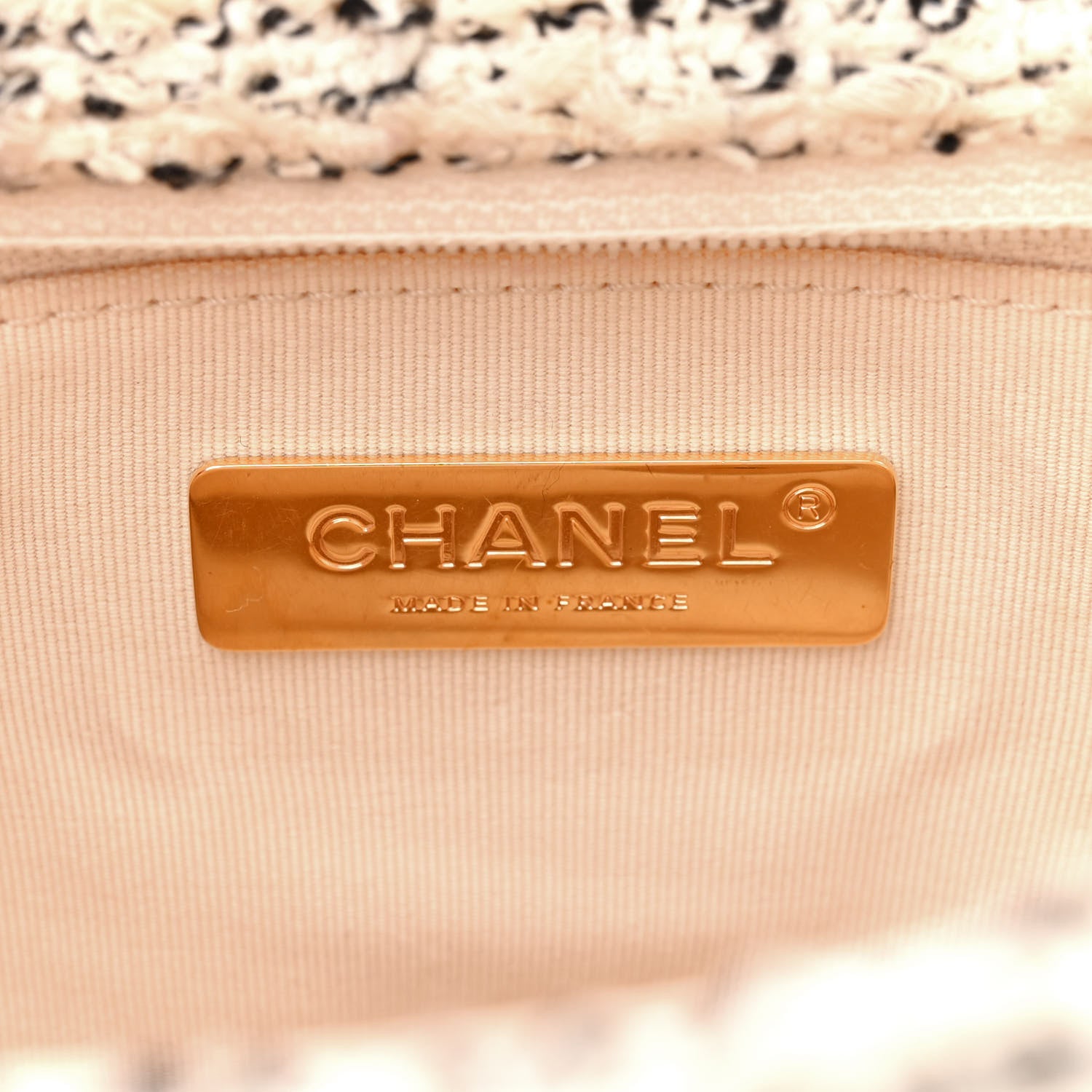 Chanel Tweed Quilted Medium Chanel 19 Flap Ecru Black 6 of 14
