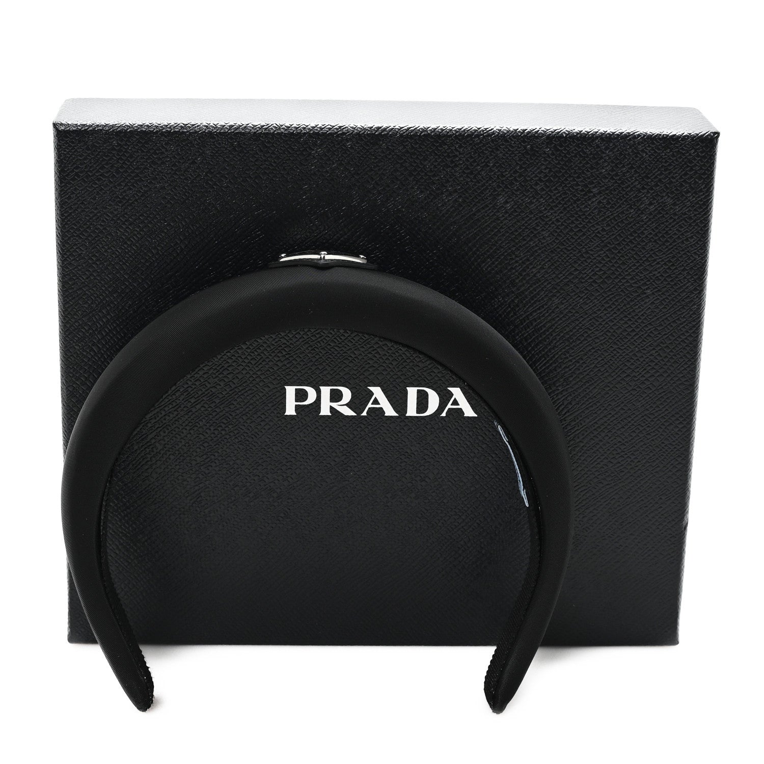 Prada Re-Nylon Metal Triangle Logo Headband Black 7 of 7
