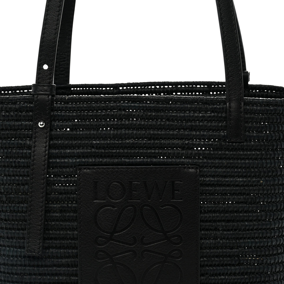 Loewe Raffia Square Small Basket Tote Bag Black 8 of 10
