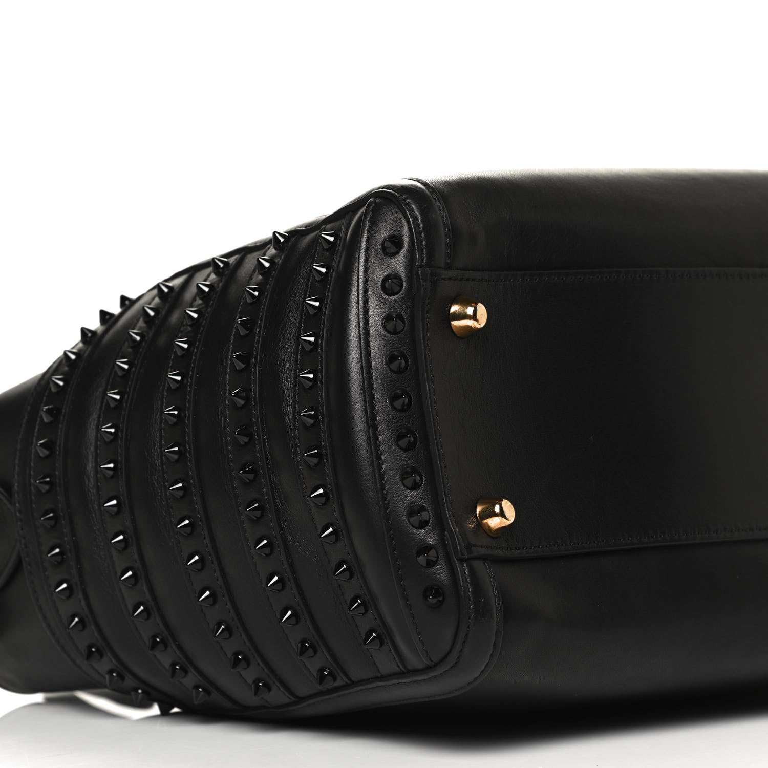 Christian Louboutin Calfskin Spikes Farida Bowler Bag Black 9 of 13
