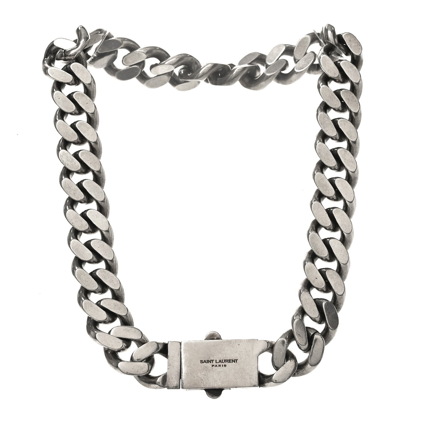 Metal Curb Chain Necklace Oxidized Silver