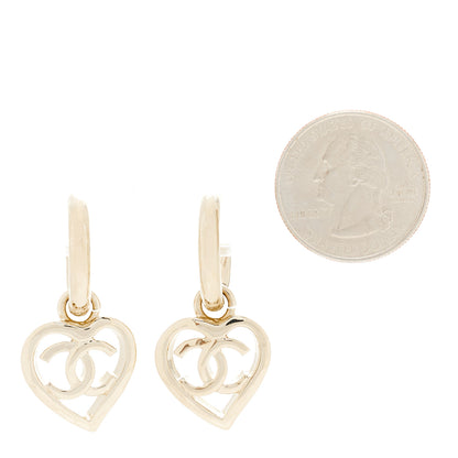 Chanel Metal CC Heart Coco In Love Drop Earrings Gold 2 of 4