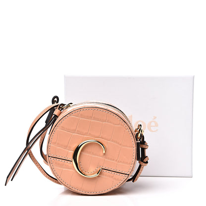 Chloe Calfskin Crocodile Embossed Mini C Round Crossbody Milky Orange 9 of 9