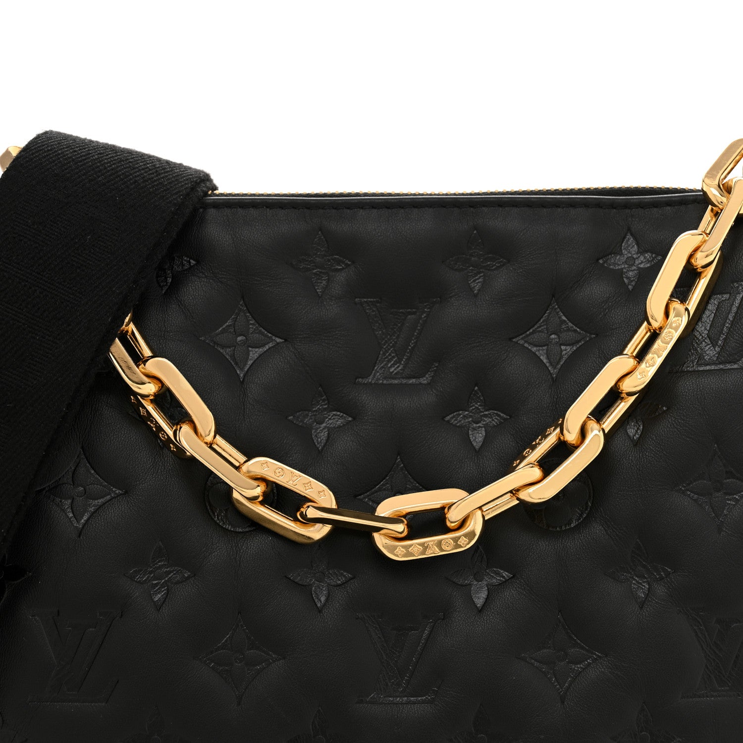 Louis Vuitton Lambskin Embossed Monogram Coussin PM Black 8 of 10