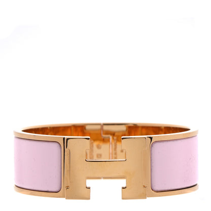 Hermes Enamel Wide Clic Clac H Bracelet PM Rose Dragee 1 of 4