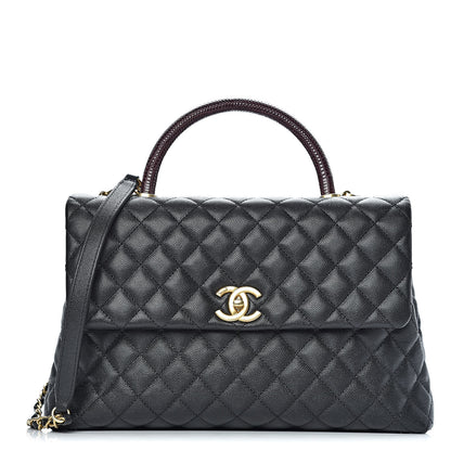 Chanel Caviar Lizard Quilted Medium Coco Handle Flap Black 1 of 10