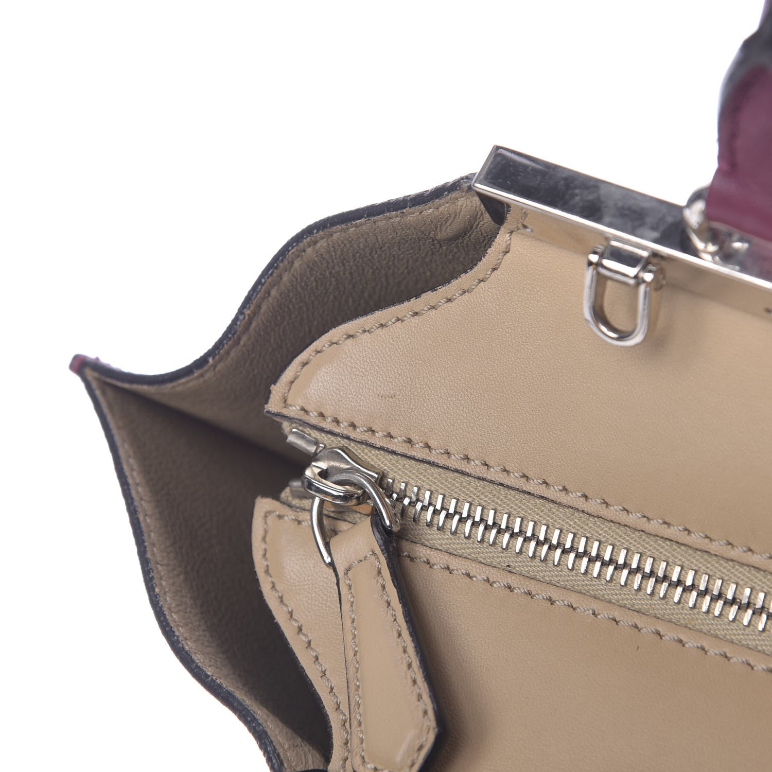 Fendi Vitello Dolce Marmol Shiny Nappa Petite 3Jours Tote Bordeaux 11 of 17
