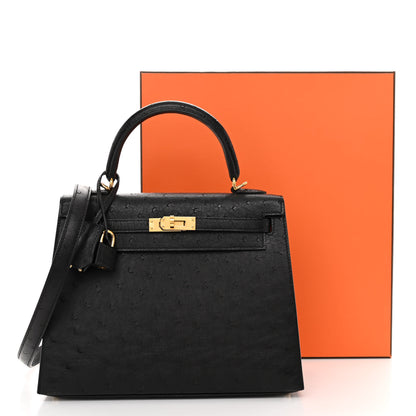Hermes Ostrich Kelly Sellier 25 Black 12 of 12