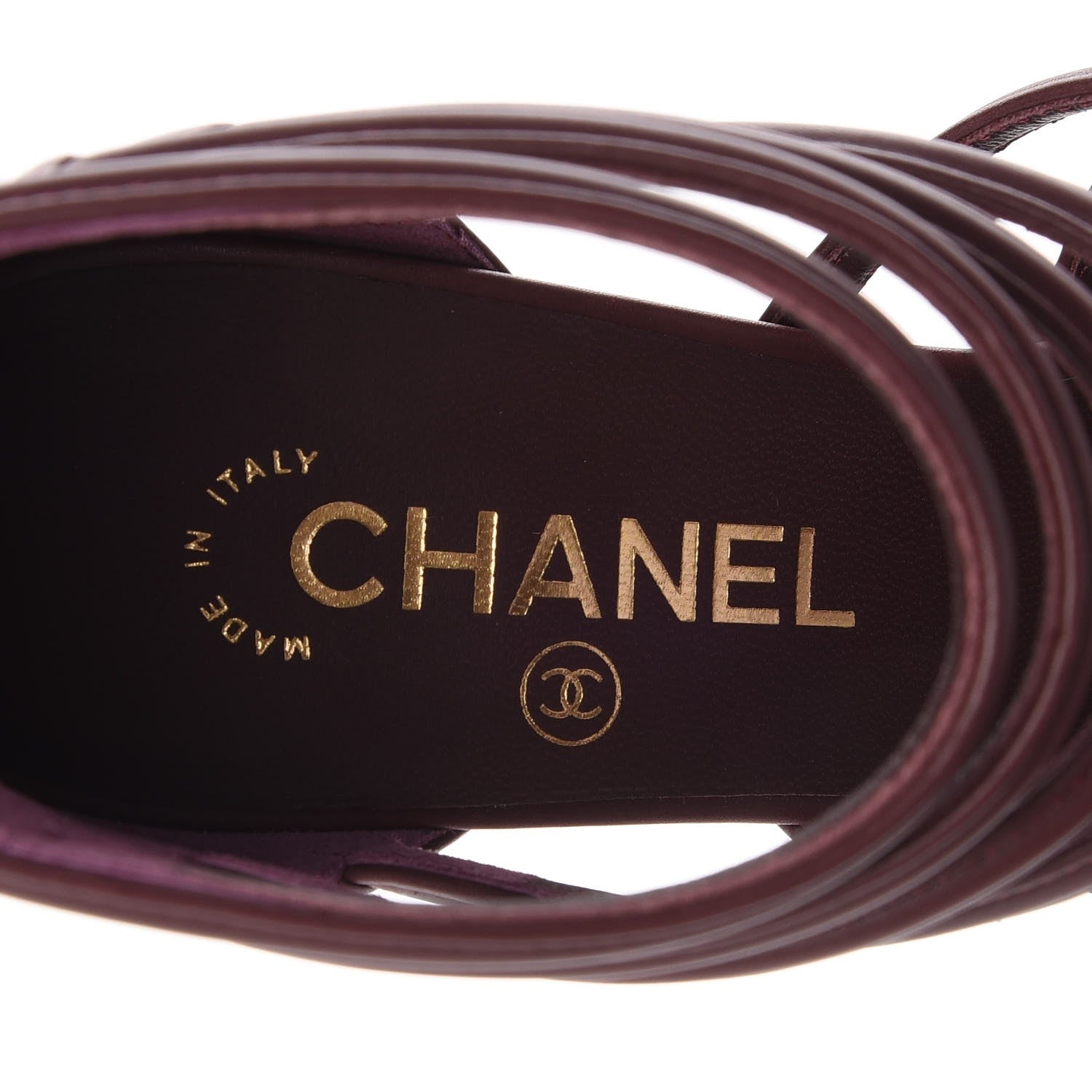 Chanel Calfskin CC Chain Sandals 37.5 Burgundy 7 of 9