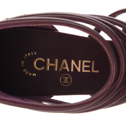 Chanel Calfskin CC Chain Sandals 37.5 Burgundy 7 of 9