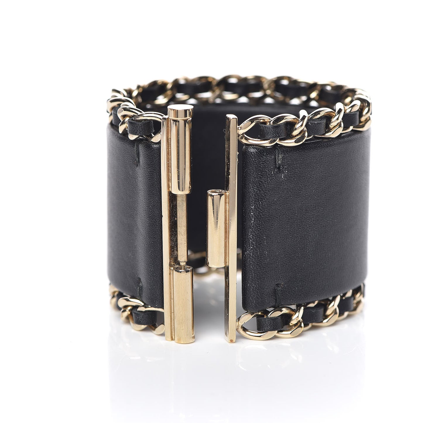 Lambskin Chain CC Cuff Black Gold