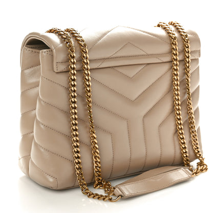 Saint Laurent Calfskin Y Quilted Monogram Small Loulou Chain Satchel Dark Beige 3 of 10