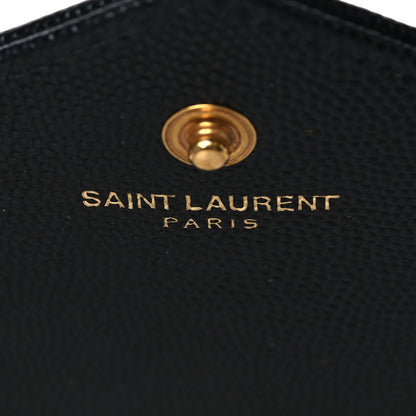 Saint Laurent Grain De Poudre Matelasse Chevron Monogram Chain Wallet Black 6 of 8