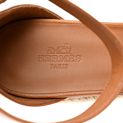Hermes Goatskin Elda Espadrille Wedge Sandals 39 Natural 7 of 9