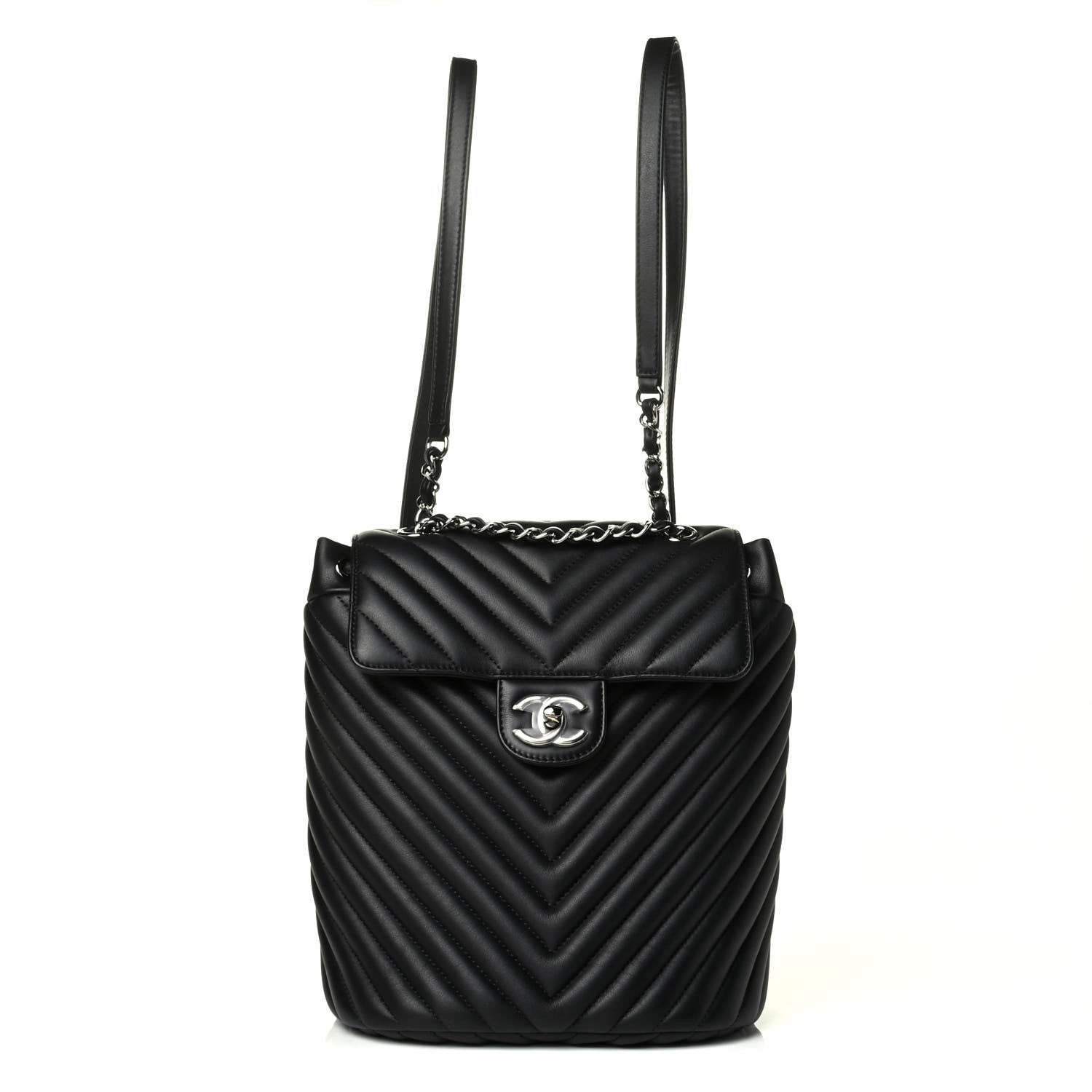 Chanel Calfskin Chevron Quilted Small Urban Spirit Backpack Black 1 of 6