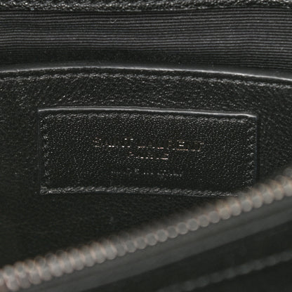 Saint Laurent Sheepskin Matelasse Chevron Monogram Medium College Bag Black 7 of 9
