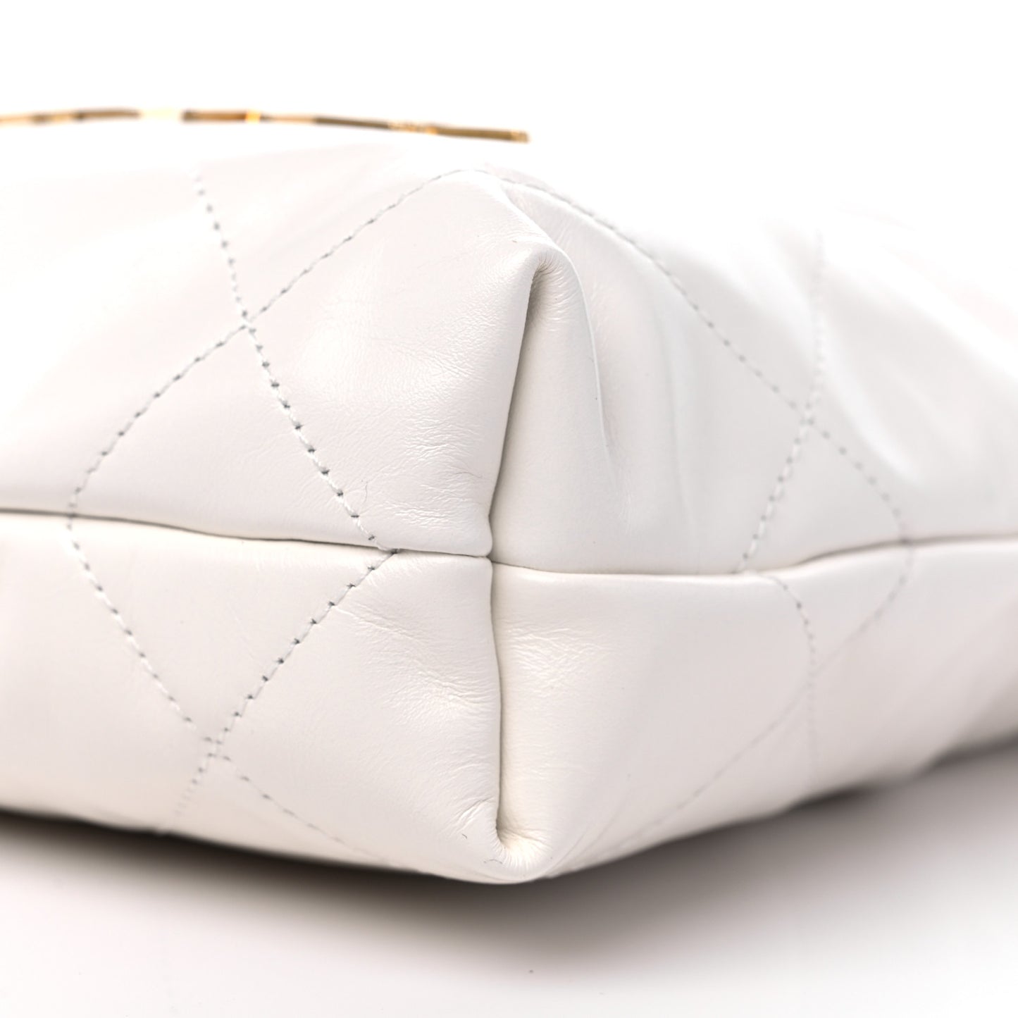 Shiny Calfskin Quilted Mini Chanel 22 White