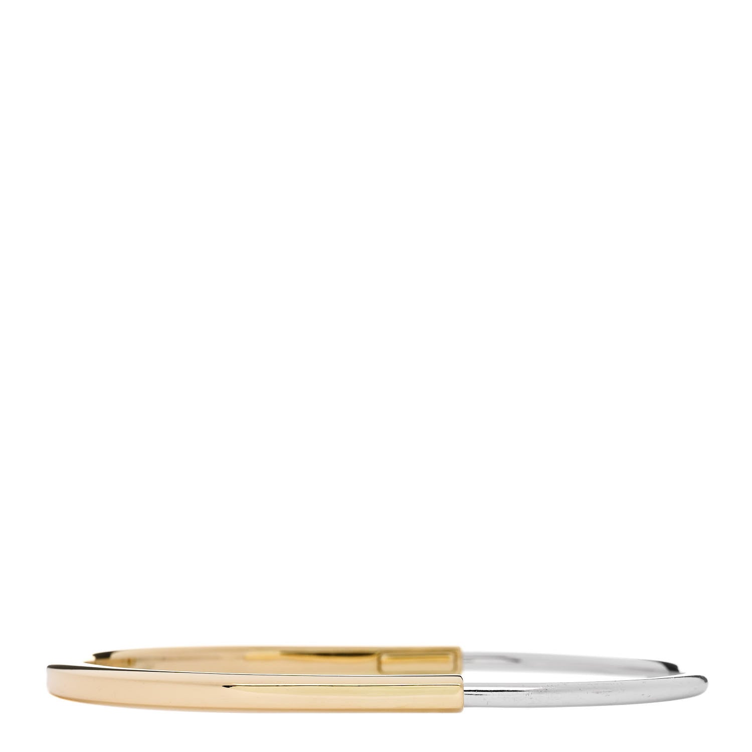Tiffany 18K Yellow White Gold Lock Narrow Bangle Bracelet 1 of 4