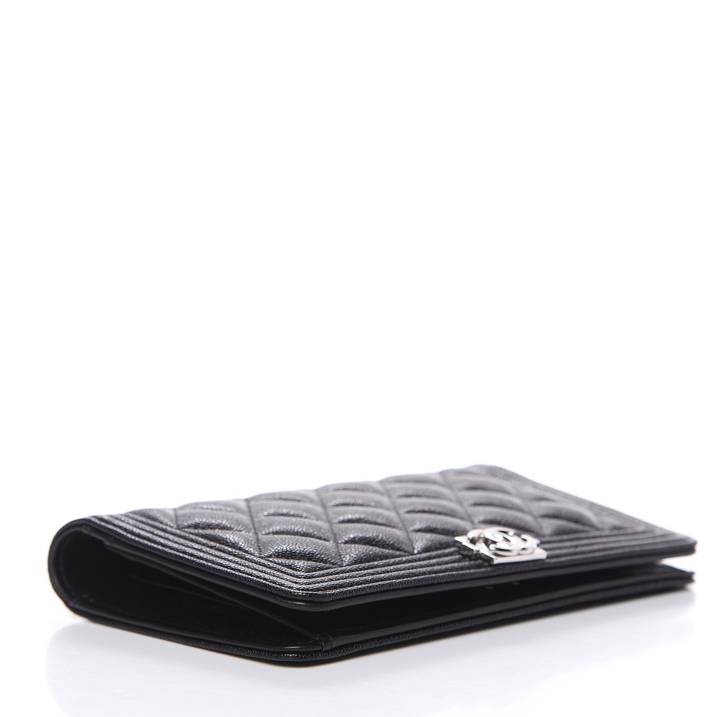 Caviar Quilted Boy Yen Wallet Black