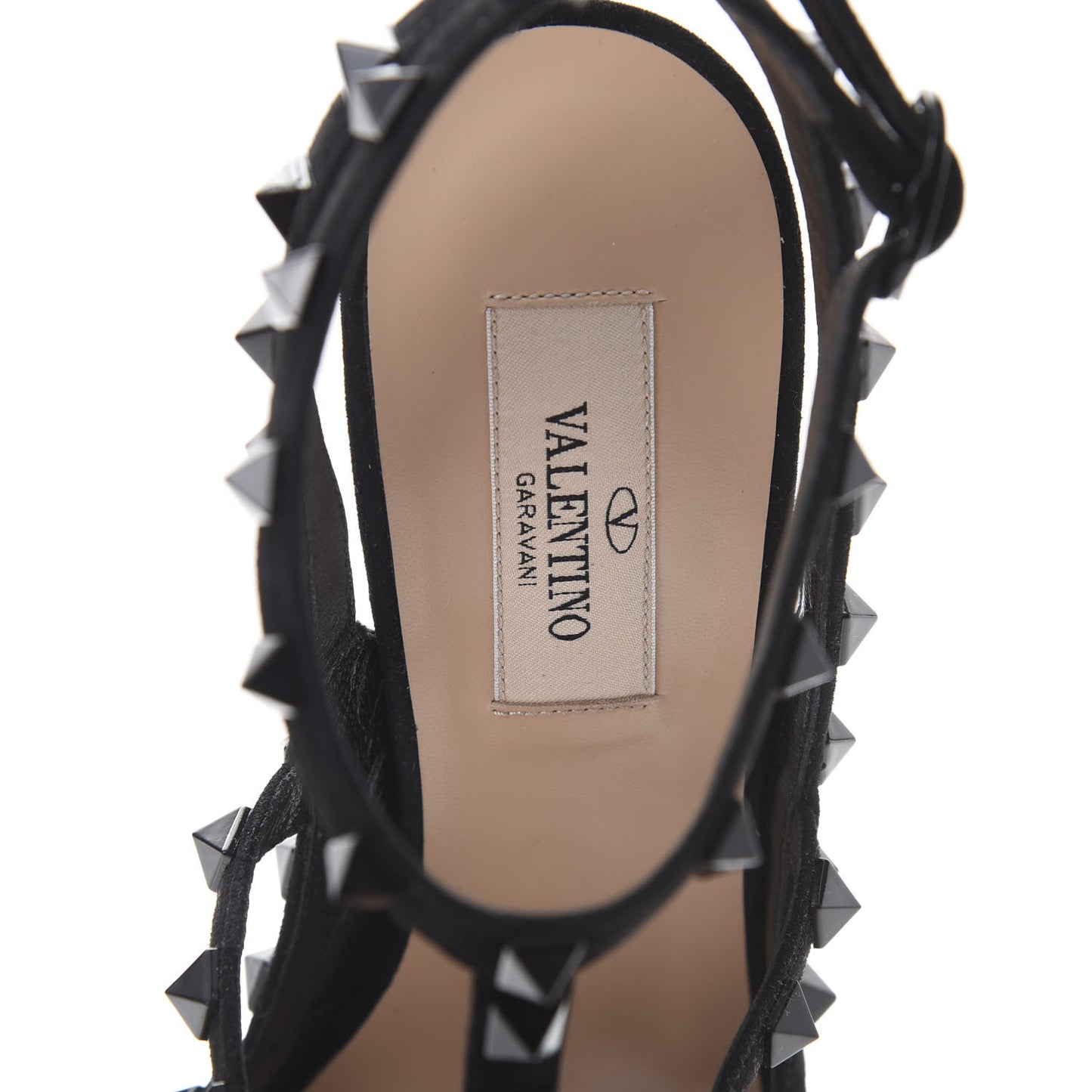 Suede Beaded Rockstud Ankle Strap 100mm Pumps 38 Black