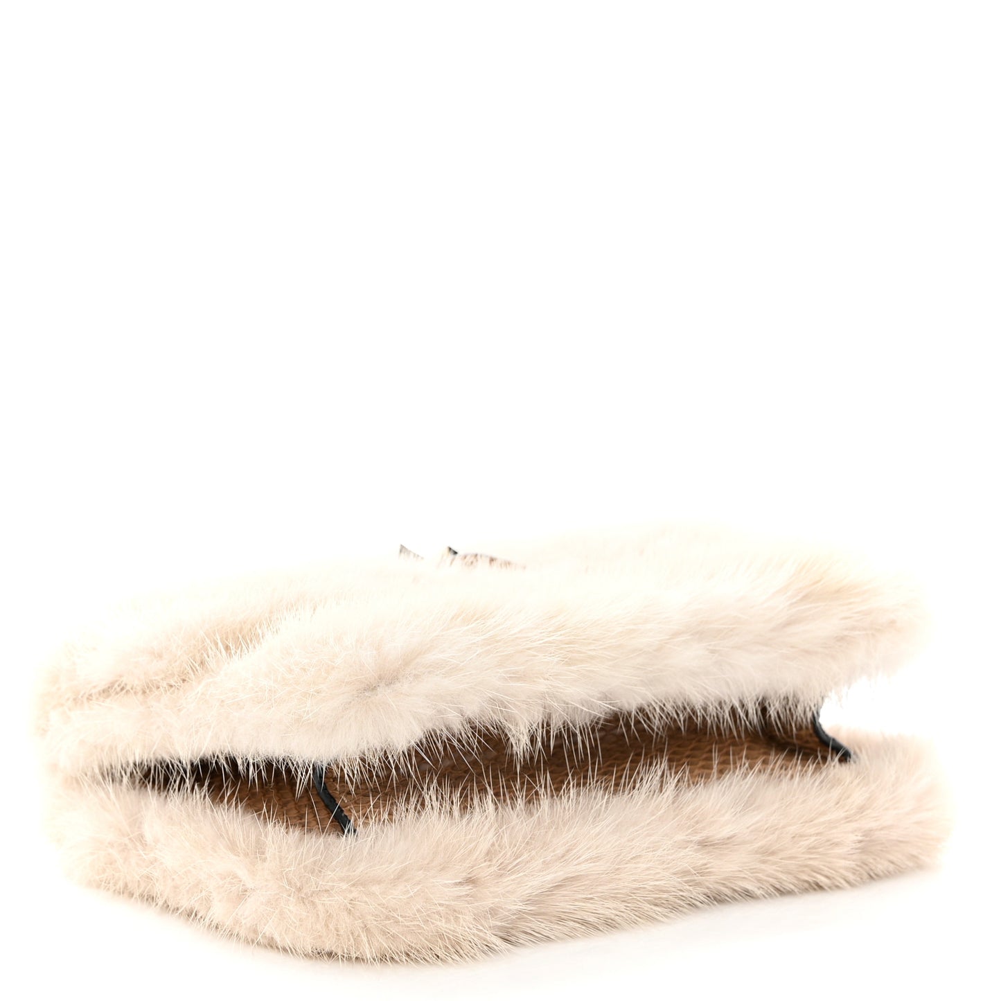 Mink Fur Snakesin Small Glam Lock Rockstud Flap Grey