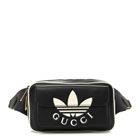 X ADIDAS Textured Dollar Calfskin Belt Bag Black