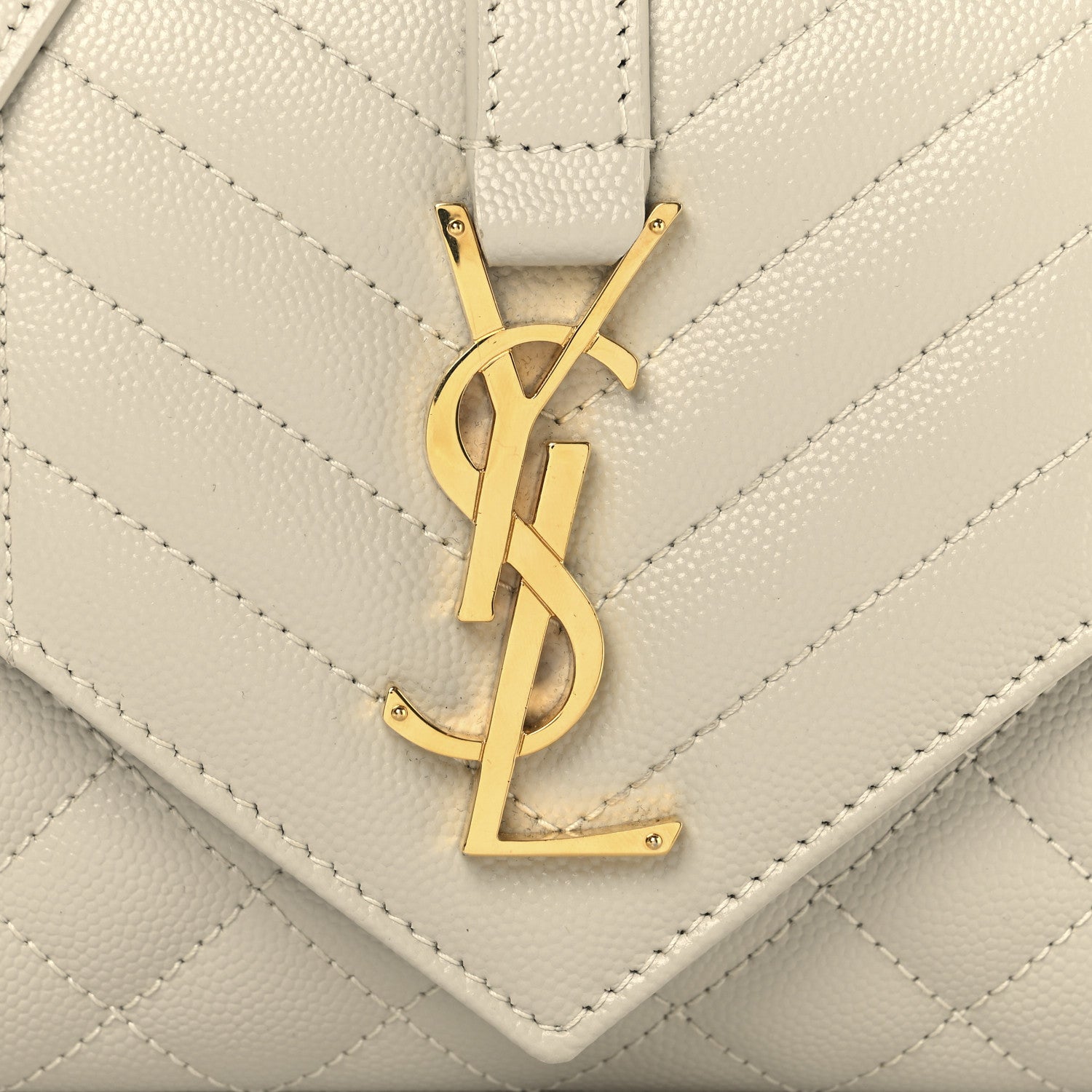 Saint Laurent Grain De Poudre Textured Mixed Matelasse Triquilt Small Monogram Satchel Crema Soft 6 of 8