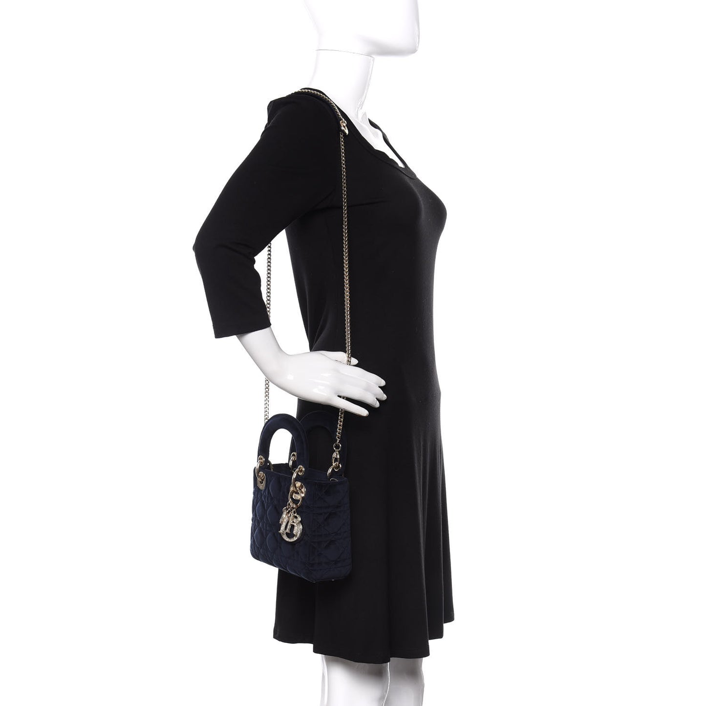 Velvet Mini Lady Dior Navy Blue