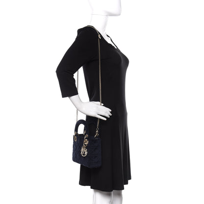 Christian Dior Velvet Mini Lady Dior Navy Blue 2 of 9
