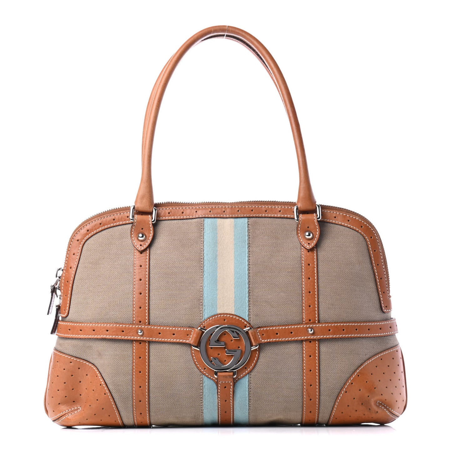 Canvas Web GG Reins Shoulder Bag Cognac