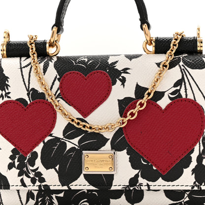 Dolce & Gabbana Dauphine Floral Print Hearts Mini Miss Sicily Chain Phone Case Wallet White Black 8 of 11