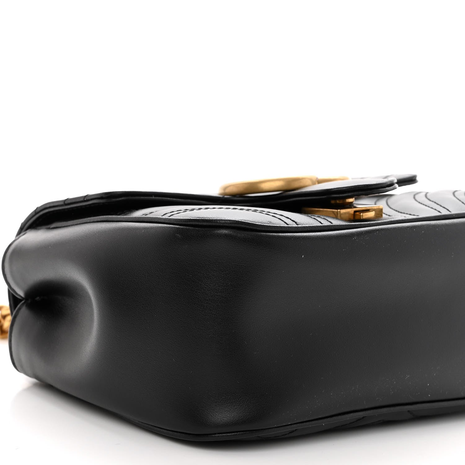 Gucci Calfskin Matelasse Mini GG Marmont Square Shoulder Bag Black 8 of 9