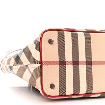 Burberry Nova Check Patent Trim Shopper Tote Red 8 of 10