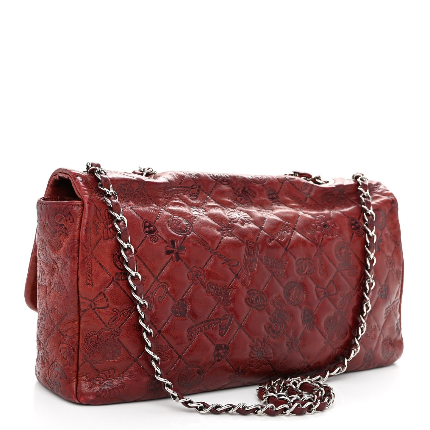 Calfskin Embossed Large Lucky Symbols Flap Rouge