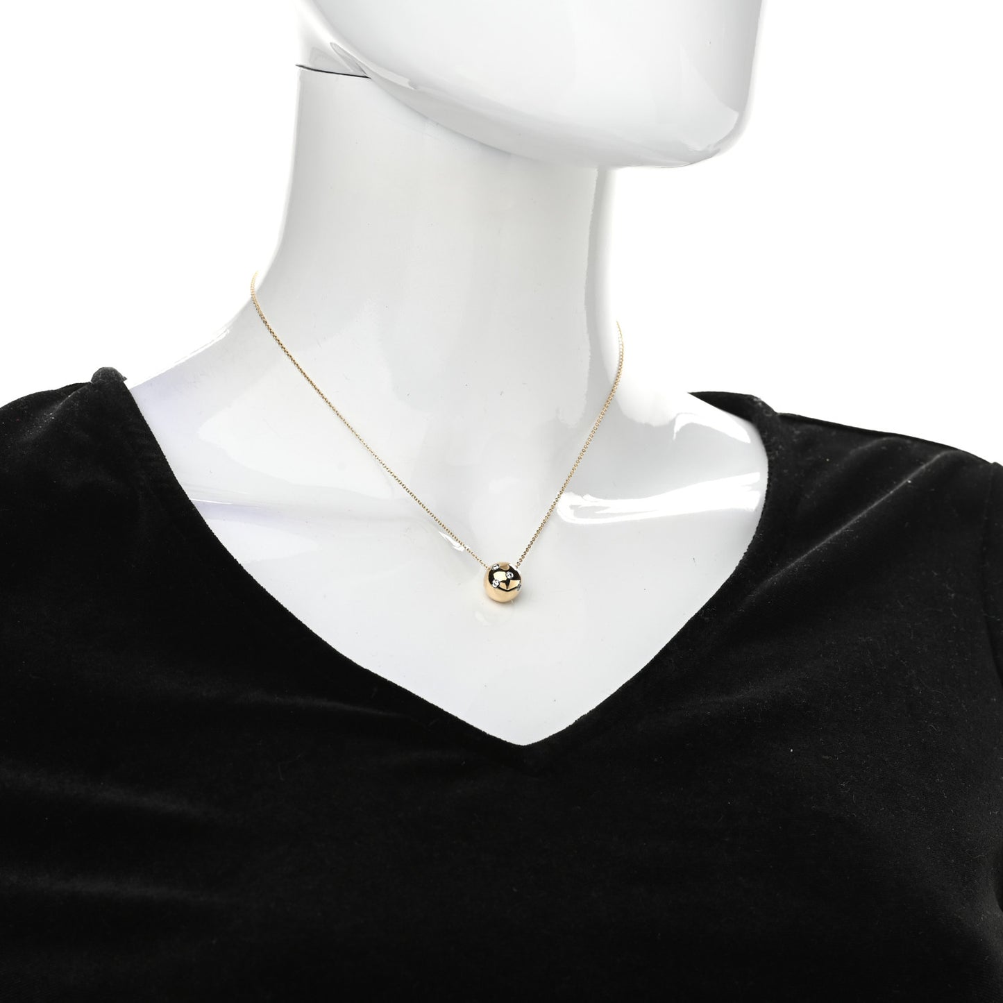 18K Yellow Gold Platinum Diamond Etoile Ball Pendant Necklace